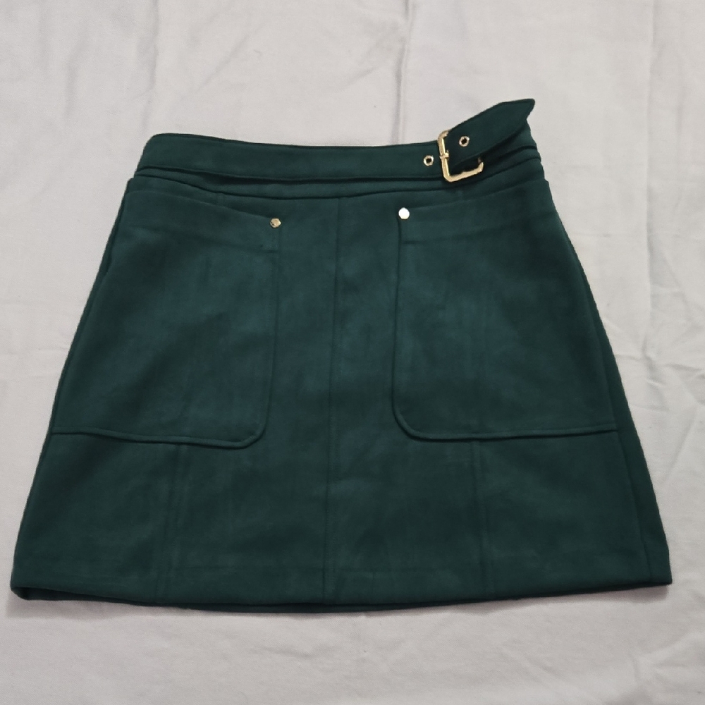 Marc New York Mini Skirt Womens Green  Faux Suede Size XS